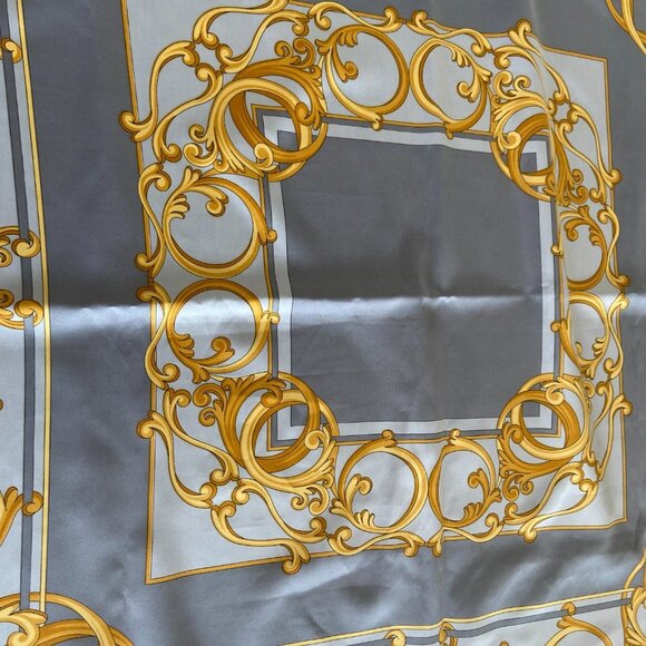 Art of the SCARF Grey Yellow 35" x 35" Italy - Picture 3 of 6